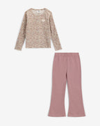 Minene Girls’ Ribbed Top and Flared Leggings Set
