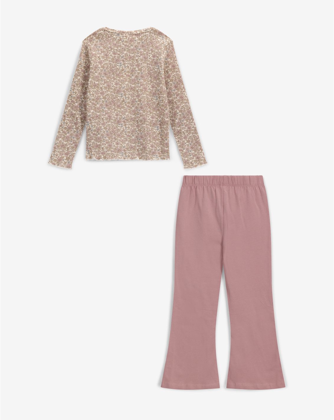 Minene Girls’ Ribbed Top and Flared Leggings Set