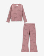 Minene Girls’ Ribbed Top and Flared Leggings Set