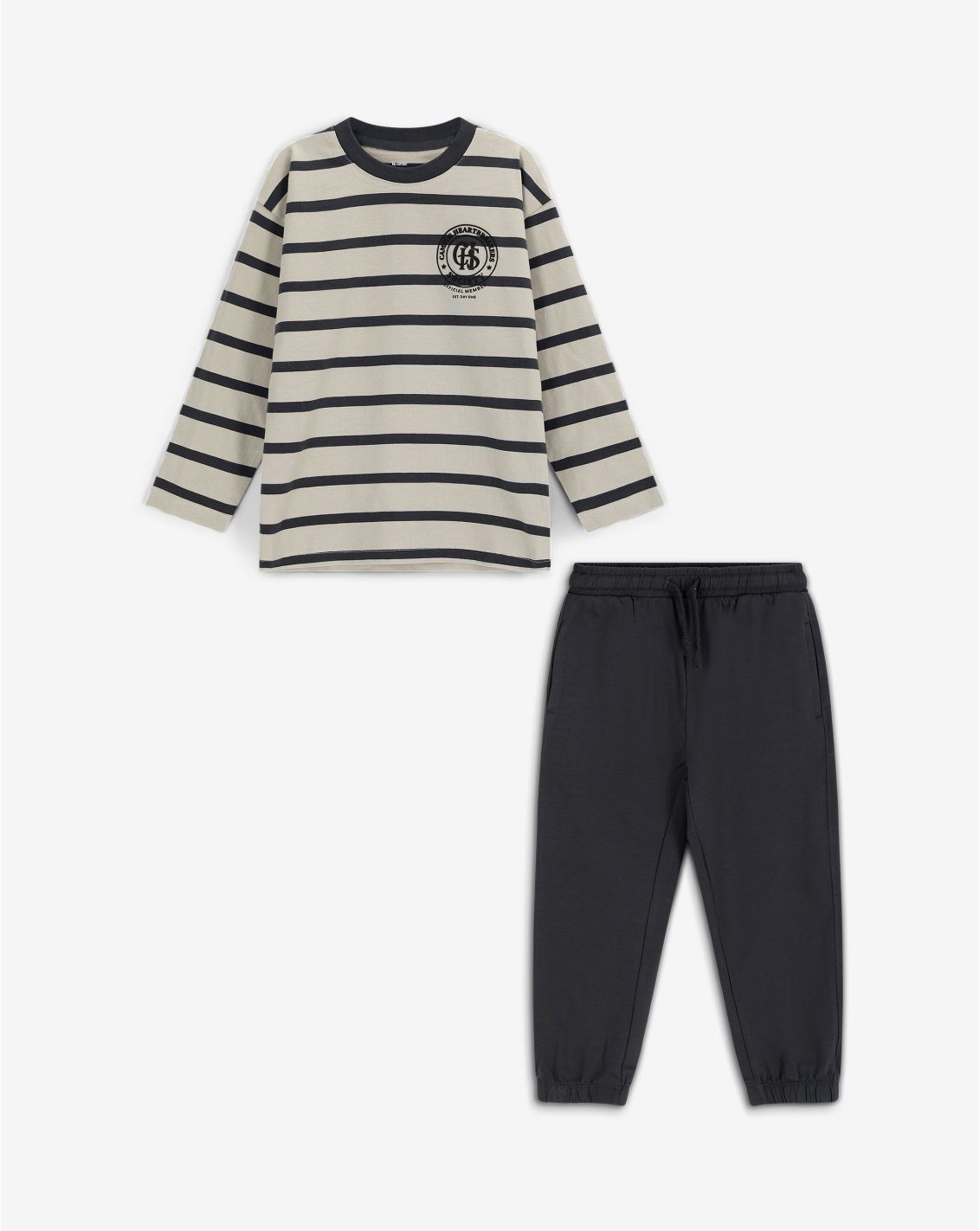Minene Boys’ Long-Sleeve T-Shirt and French Terry Pants Set