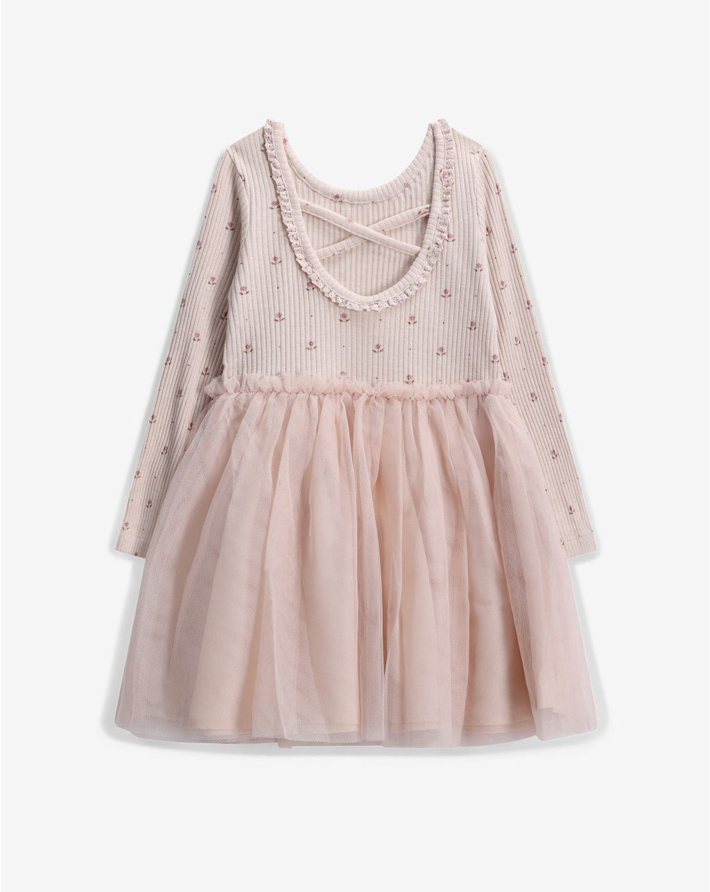 Minene Girls’ Ribbed Top Tulle Dress