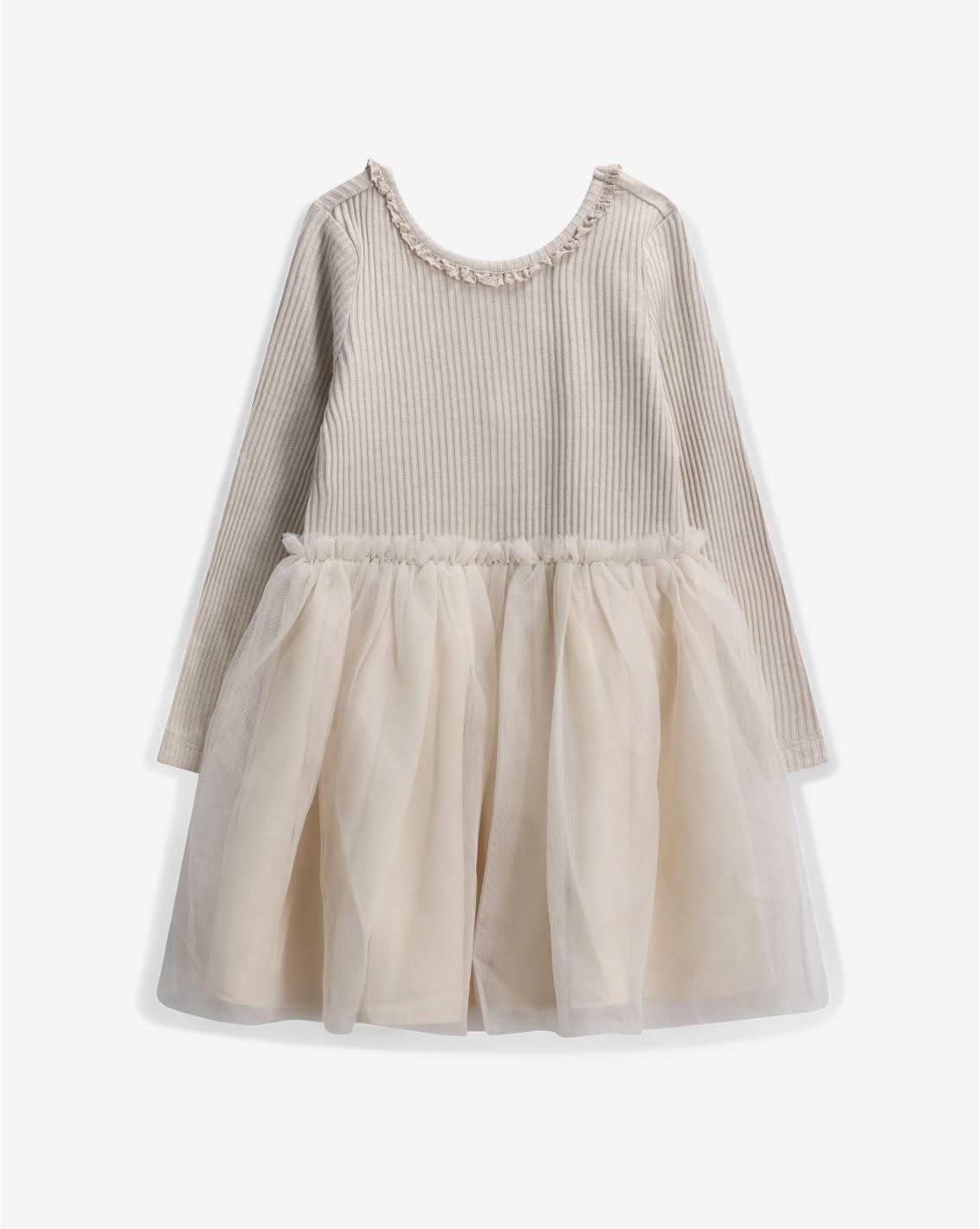 Minene Girls’ Ribbed Top Tulle Dress